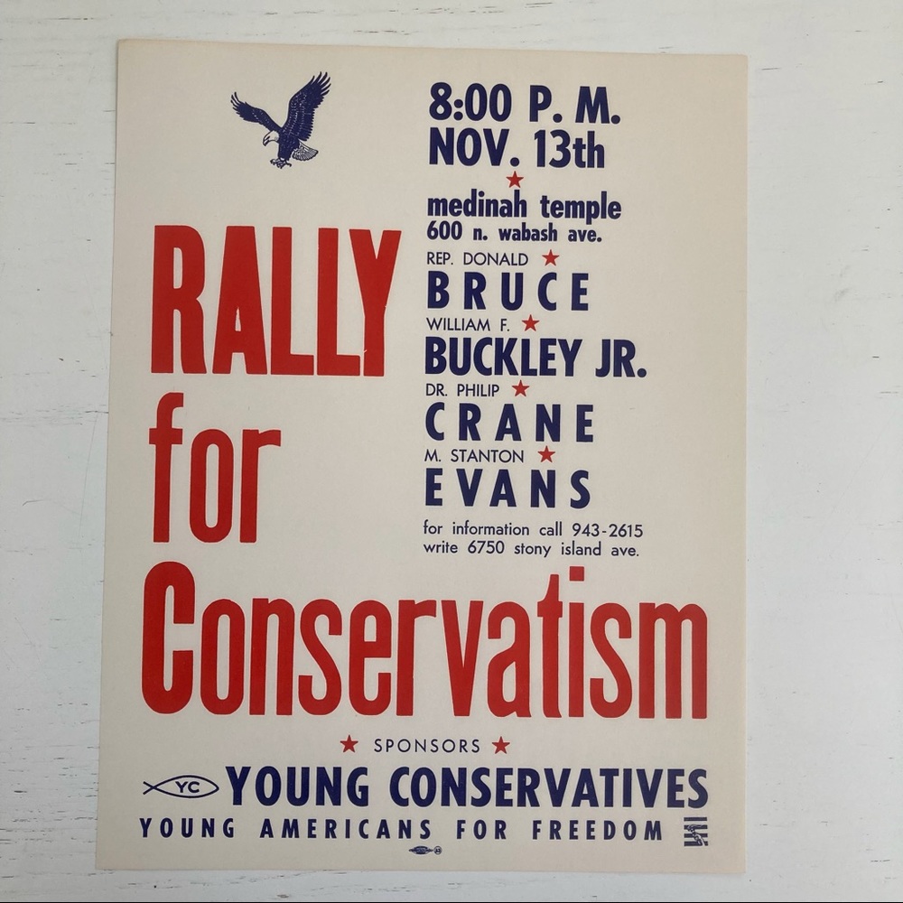 1963 Poster RALLY FOR CONSERVATISM Young Americans for Freedom Chicago IL Flyer